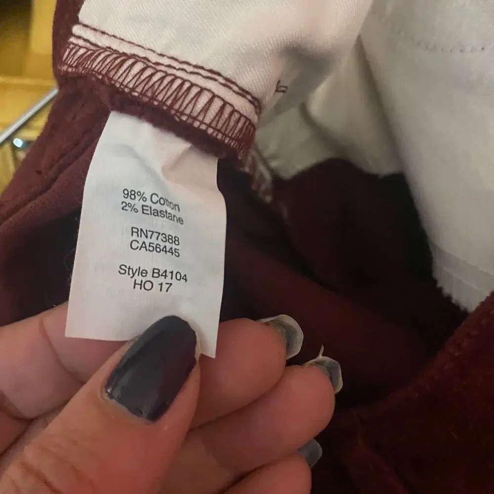 J. Crew Maroon Velvet Skinny Jeans Mid Rise Cotton Blend Women Sz 27